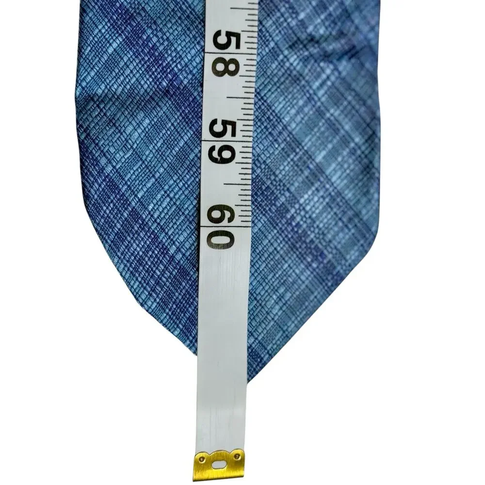 Ted Baker London Silk Tie Blue‎ on Blue Plaid Hand Tailored USA Preppy Academia